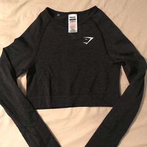 Gymshark long sleeve black crop top size small